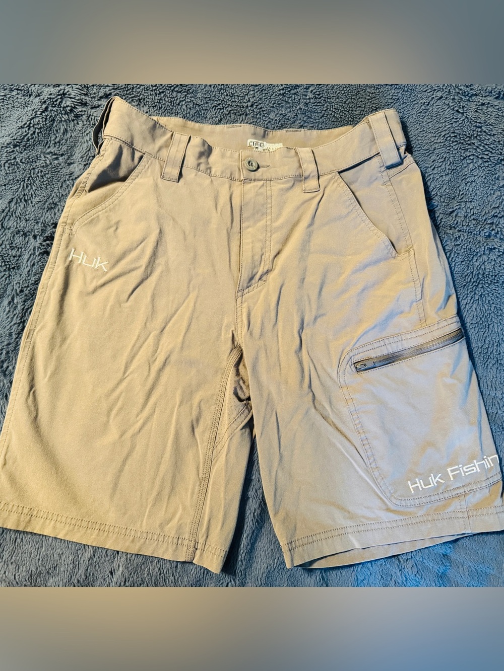 Huk Next Level Shorts Quick Dry Lightweight Fishing Tan Khaki Mens S